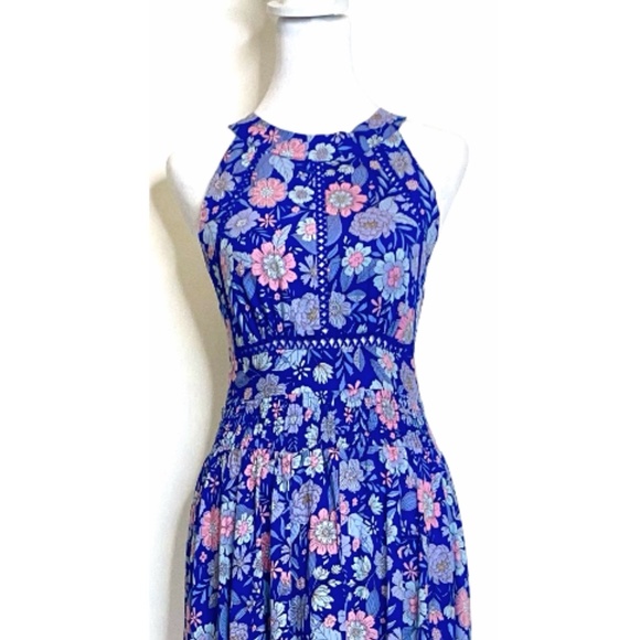 NWT Abel the Label Anthropologie Blue Bell Cottage Floral Maxi Halter Dress - Picture 11 of 13